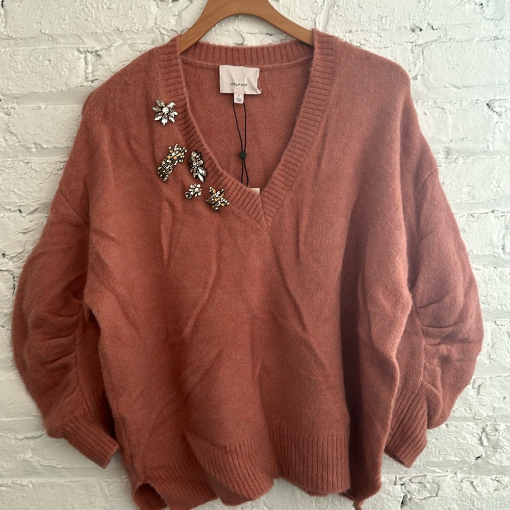 Cinq a sept kamila wool blend embellished sweater